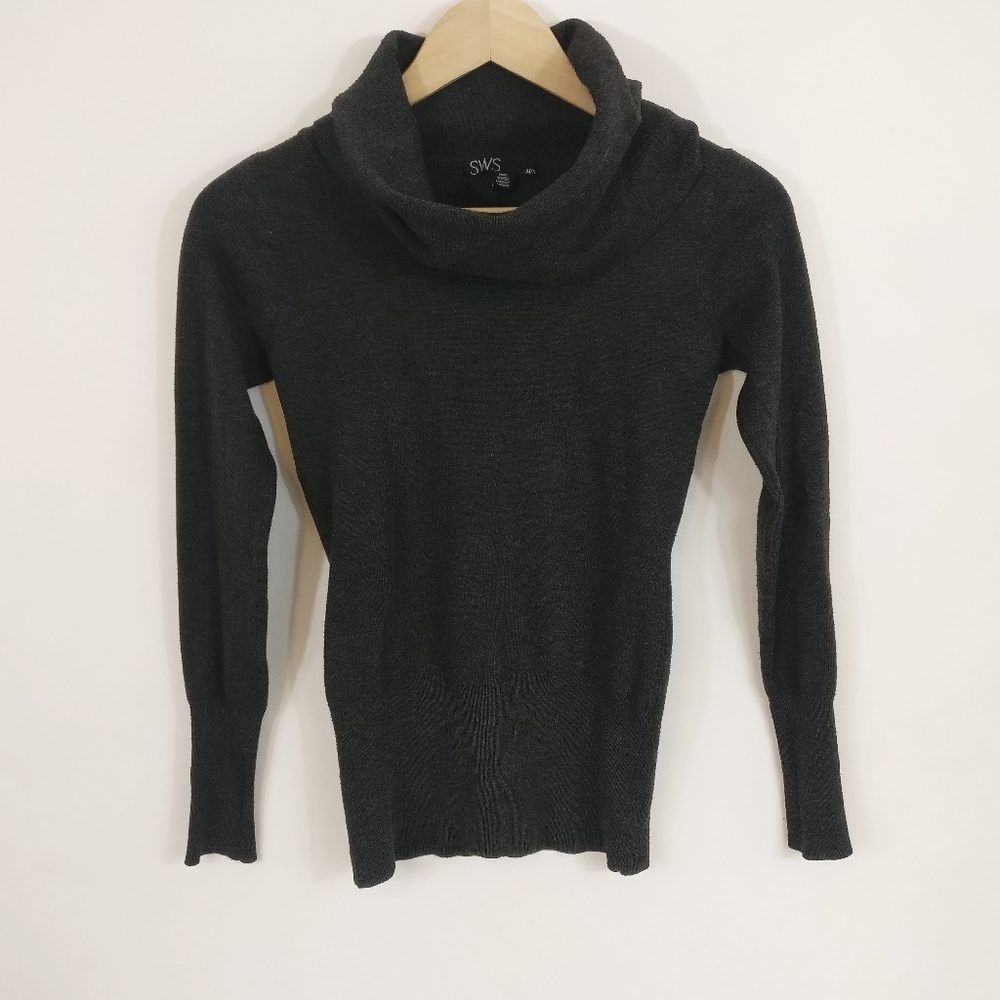 SWS Womens Gray Turtleneck Top Size Medium